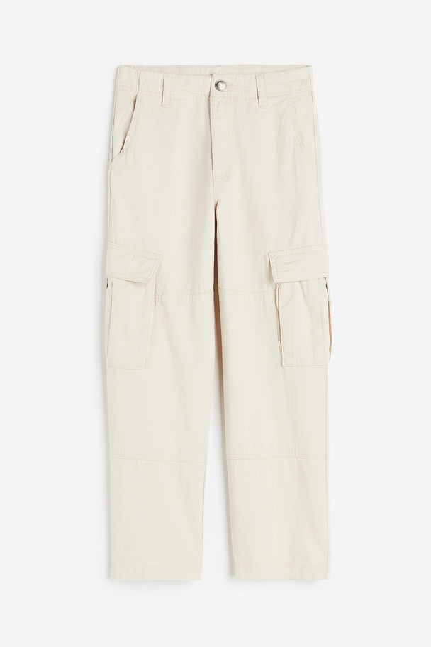 H&M Cotton Cargo Trousers Cream