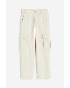 Cotton Cargo Trousers Cream