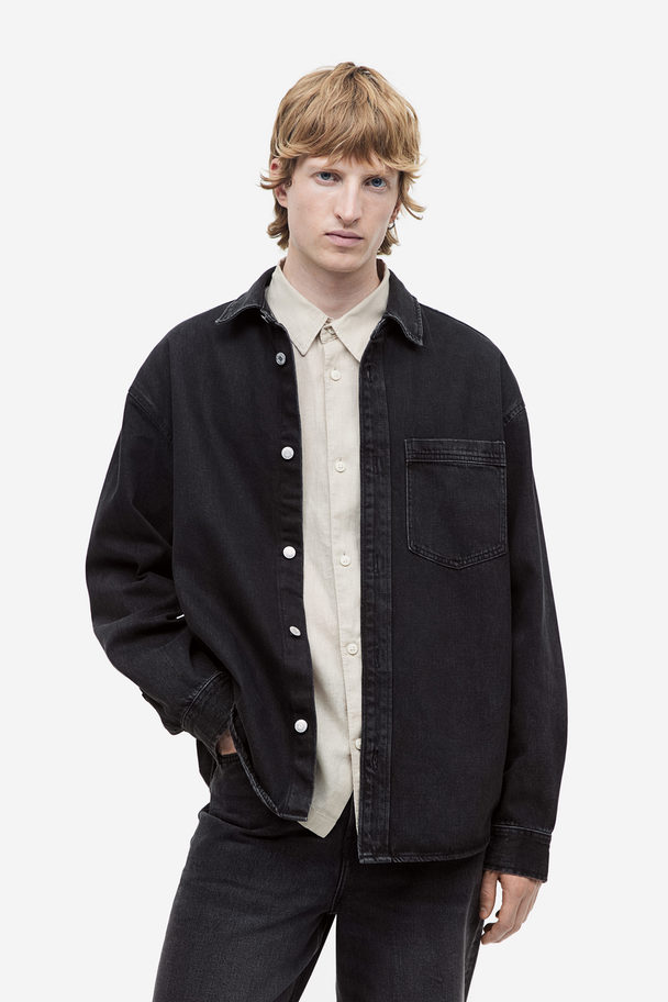 H&M Regular Fit Denim Overshirt Black