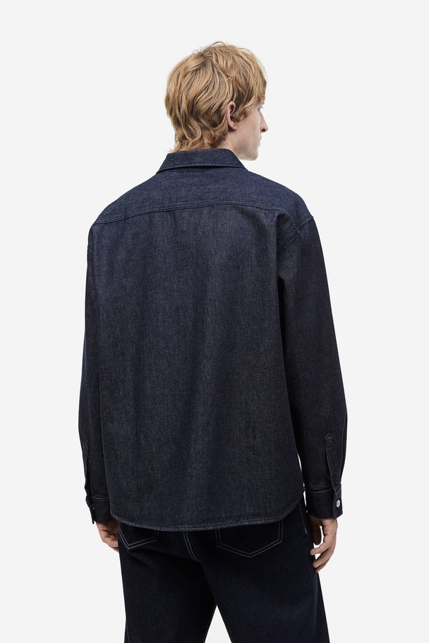 H&M Denim Overshirt - Regular Fit Donker Denimblauw