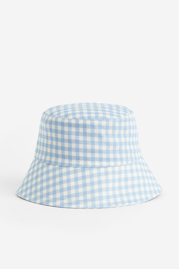 H&M Bucket Hat Hellblau/Kariert