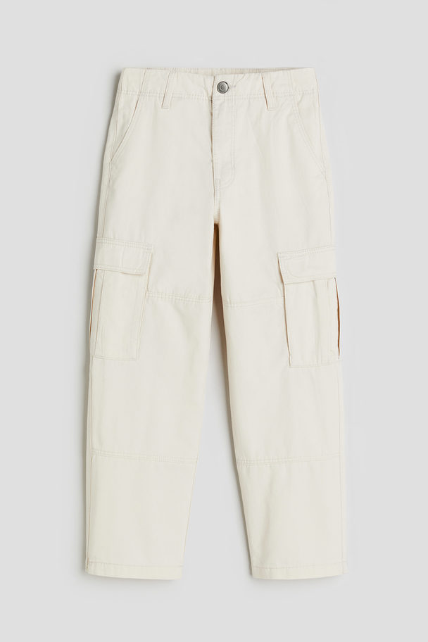 H&M Cotton Cargo Trousers White