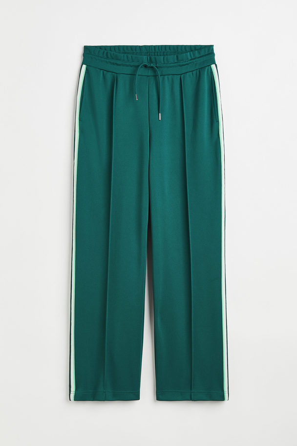 H&M H&m+ Track Pants With Side Stripes Dark Green