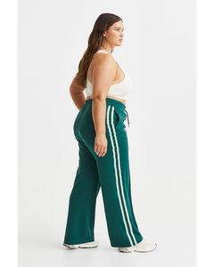 H&m+ Track Pants With Side Stripes Dark Green