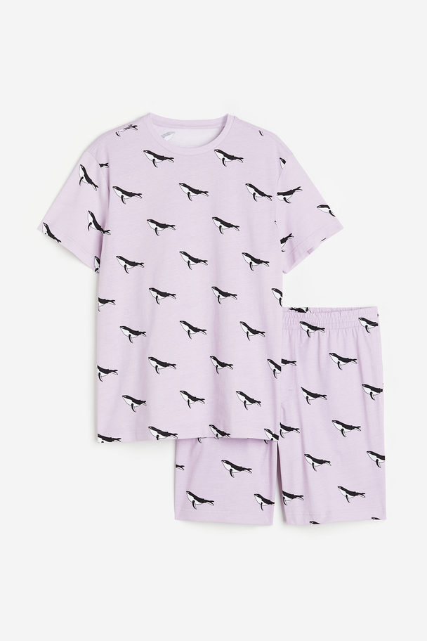 H&M Pyjamashirt En -short - Regular Fit Lichtpaars