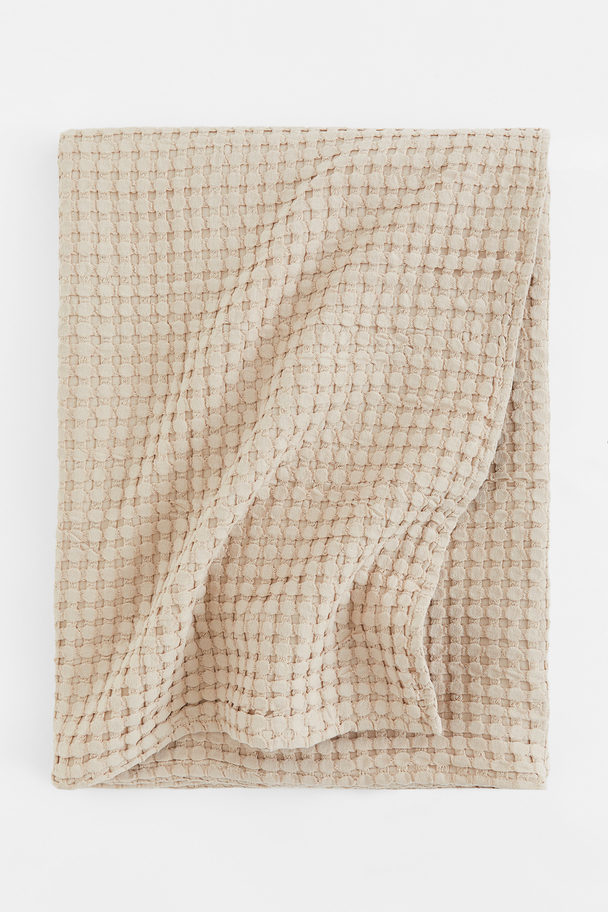 H&M HOME Waffled Cotton Bedspread Light Beige