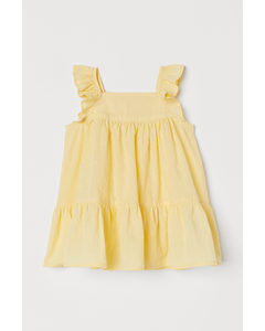 Flared Cotton Dress Light Yellow