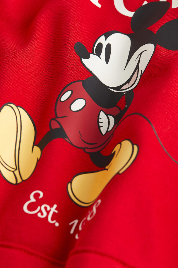 H&M Oversized Hoodie mit Print Rot/Micky Maus