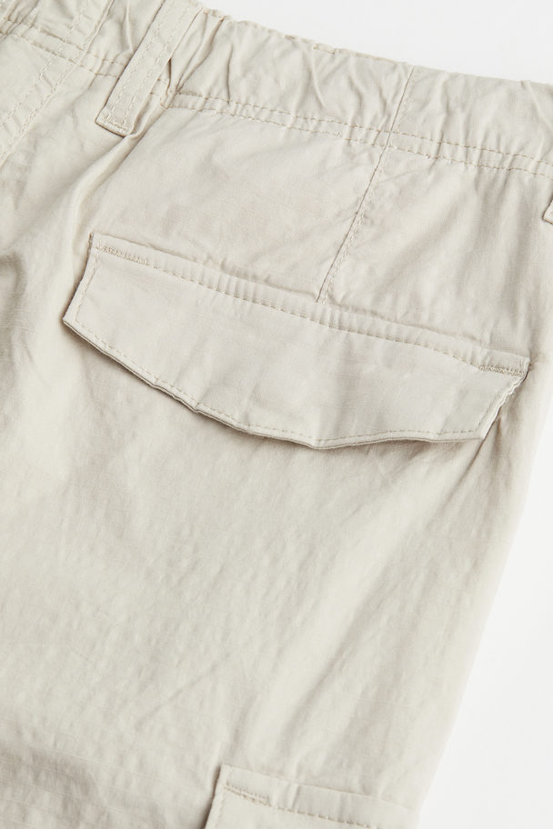 H&M Regular Fit Ripstop Cargo Trousers Light Beige
