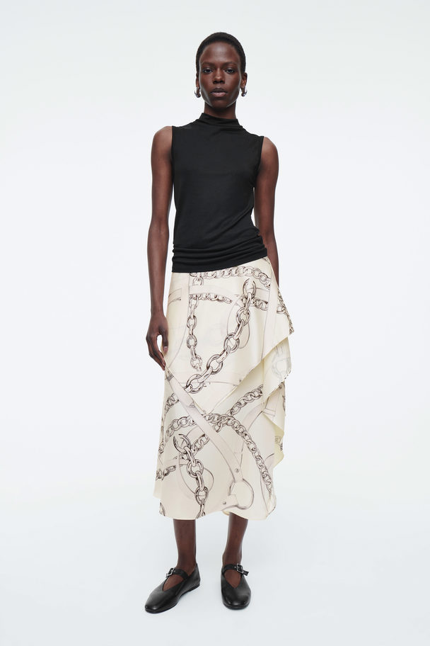 COS Asymmetric Draped Skirt White