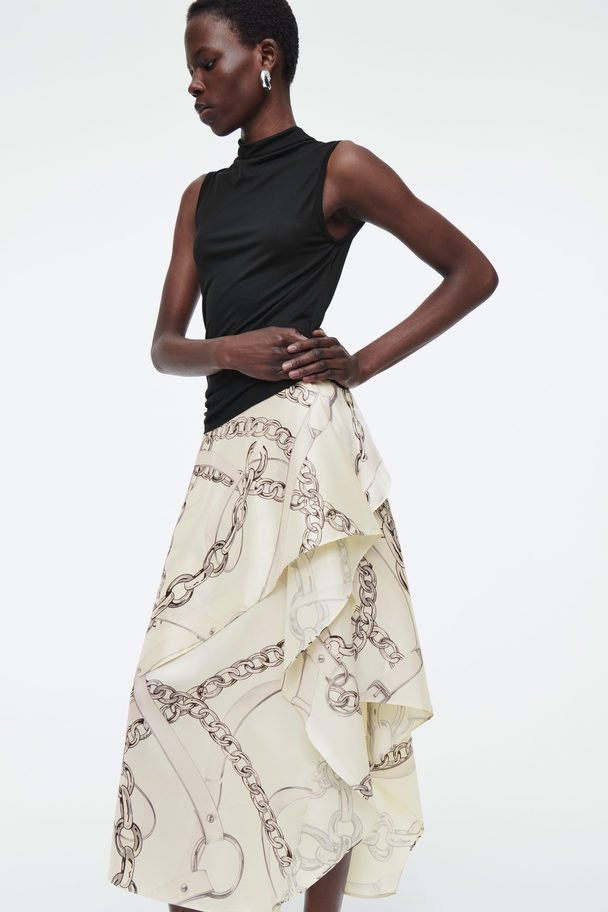 COS Asymmetric Draped Skirt White