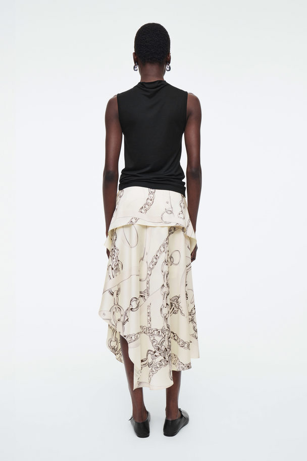 COS Asymmetric Draped Skirt White