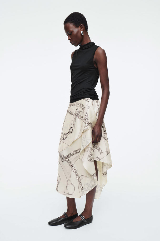 COS Asymmetric Draped Skirt White