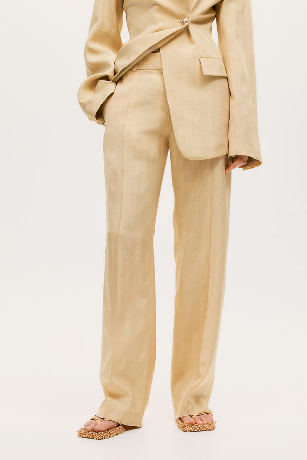 H&M Tailored Viscose Trousers Light Beige