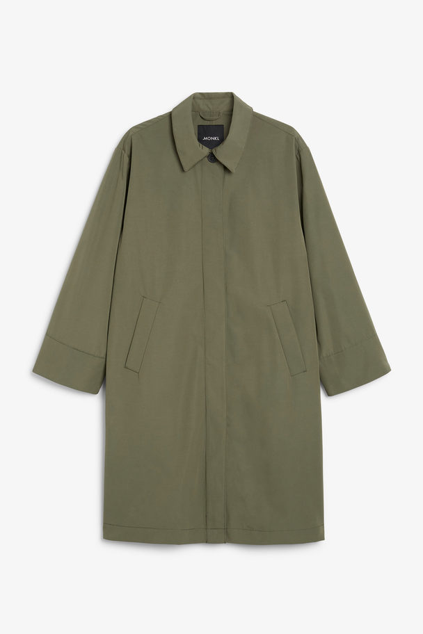 Monki Green Single-breasted Water-repellent Coat Green