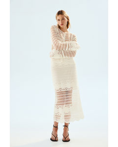 Crochet-look Skirt White