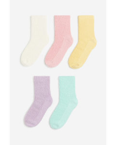 5-pack Chenille Socks Light Pink/light Purple