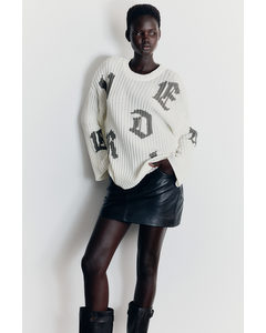 Jacquard-knit Jumper Cream/gothic Letters