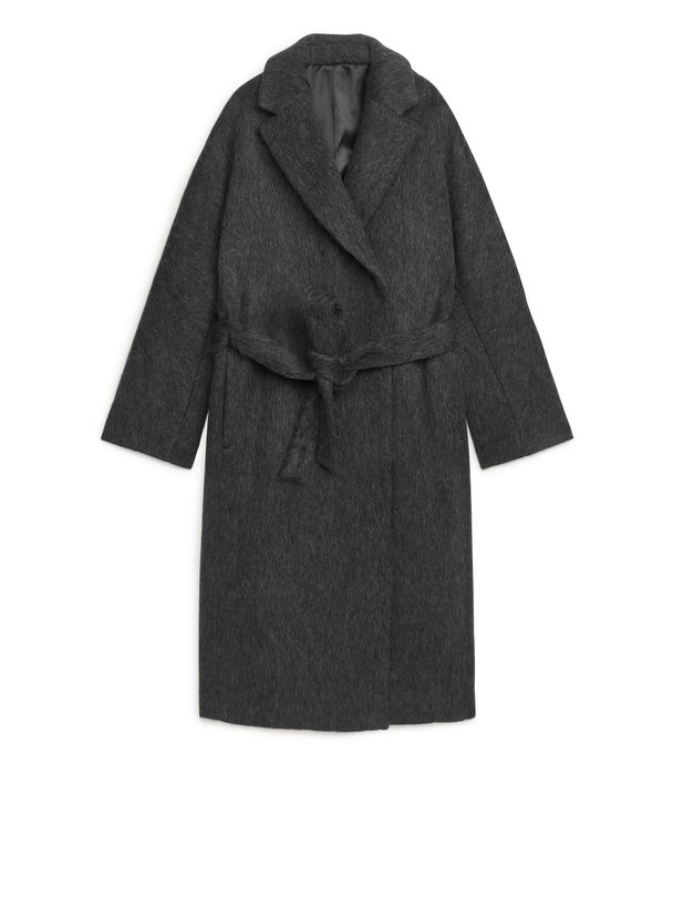 Arket Belted Wool Coat Dark Grey