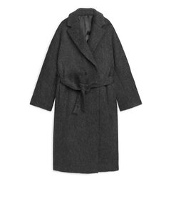 Belted Wool Coat Dark Grey
