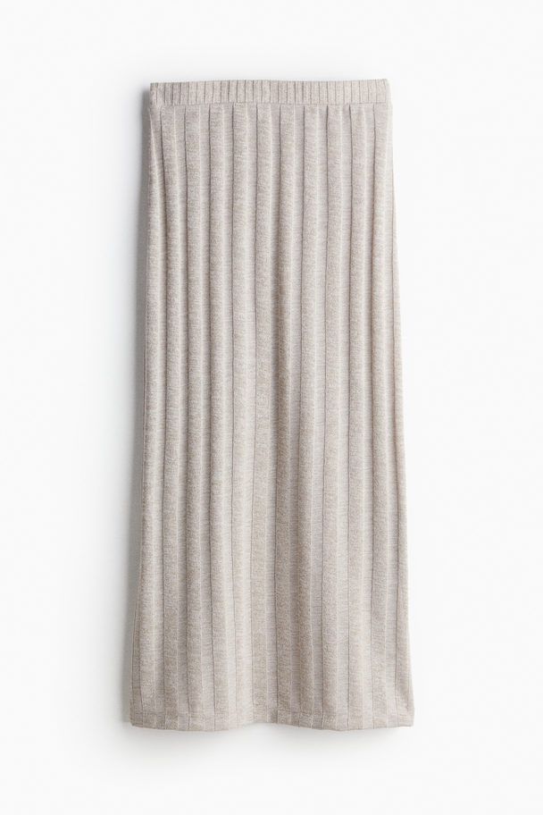 H&M Rib-knit Skirt Beige Marl