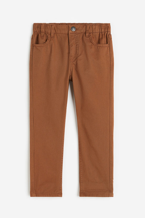 H&M Relaxed Tapered Fit Trousers Brown