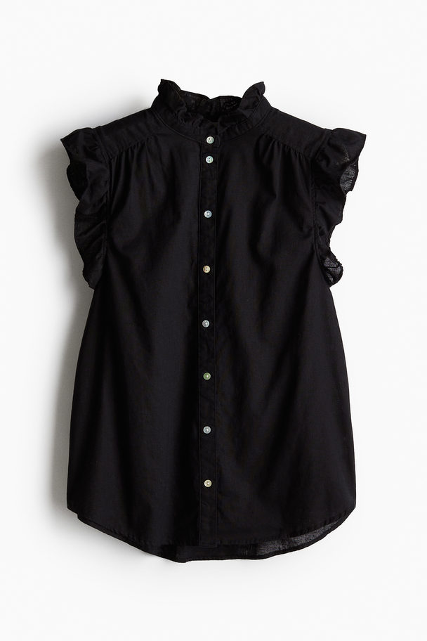 H&M Bluse aus Leinenmix Schwarz