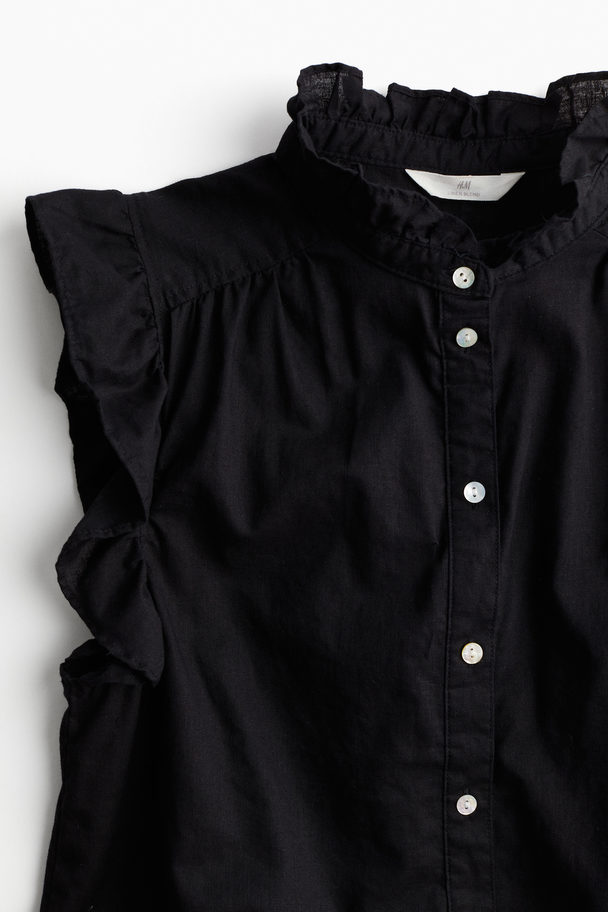 H&M Bluse aus Leinenmix Schwarz