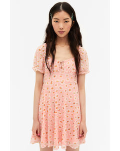 Short-sleeved Pink Mesh Mini Dress Daisy