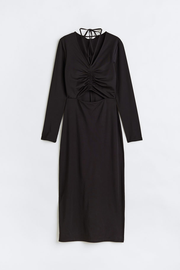H&M Drawstring-detail Bodycon Dress Black