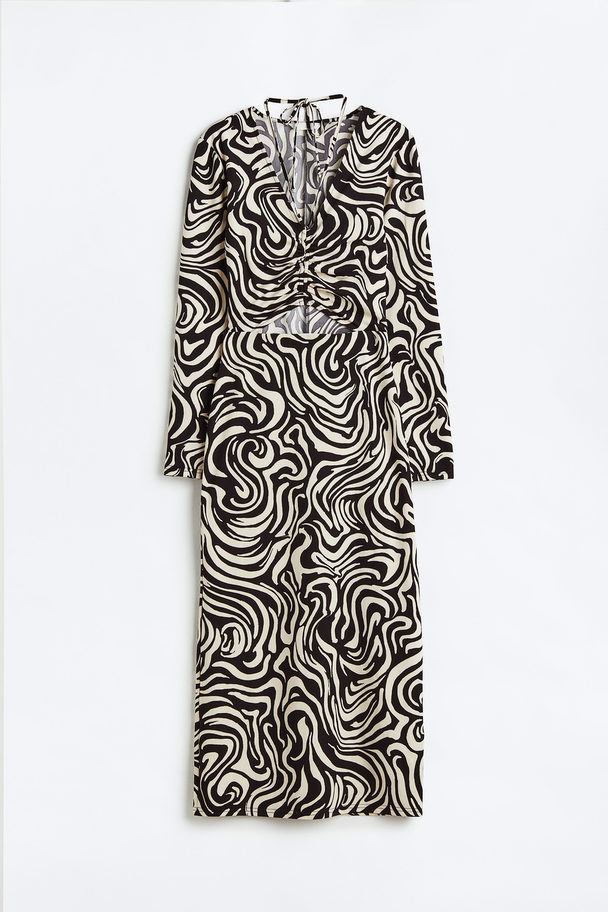 H&M Drawstring-detail Bodycon Dress Black/patterned