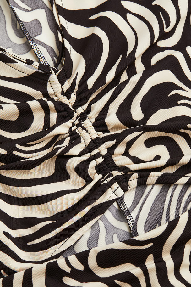 H&M Drawstring-detail Bodycon Dress Black/patterned