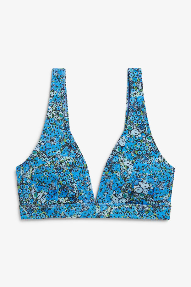 Monki Blau geblümtes Triangel-Bikinitop Blau mit Mini-Blumenmuster