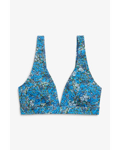 Blue Floral Triangle Bikini Top Blue Mini Floral