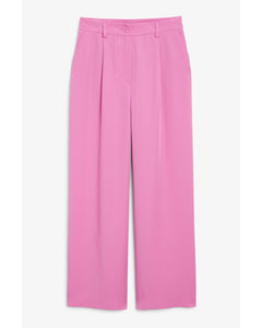 Pink Tailored Wide Leg Trousers Pink Medium