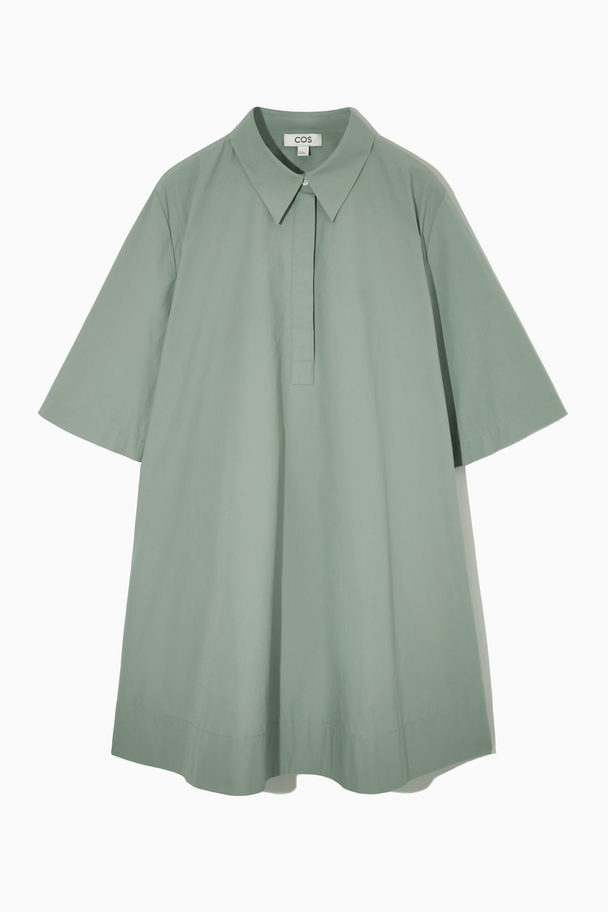 COS A-line Poplin Mini Shirt Dress Light Green