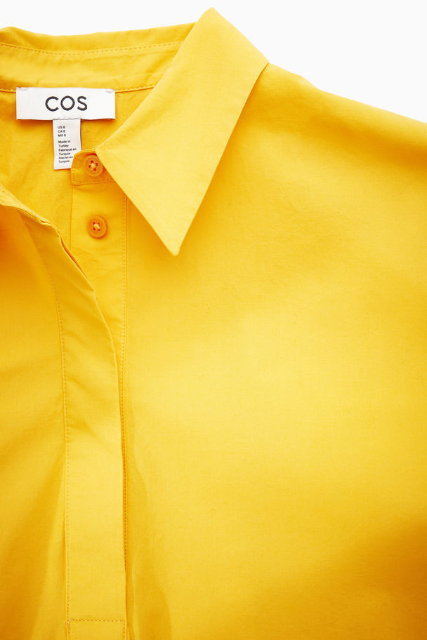 COS A-line Poplin Mini Shirt Dress Yellow