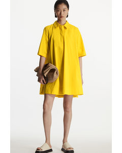 A-line Poplin Mini Shirt Dress Yellow