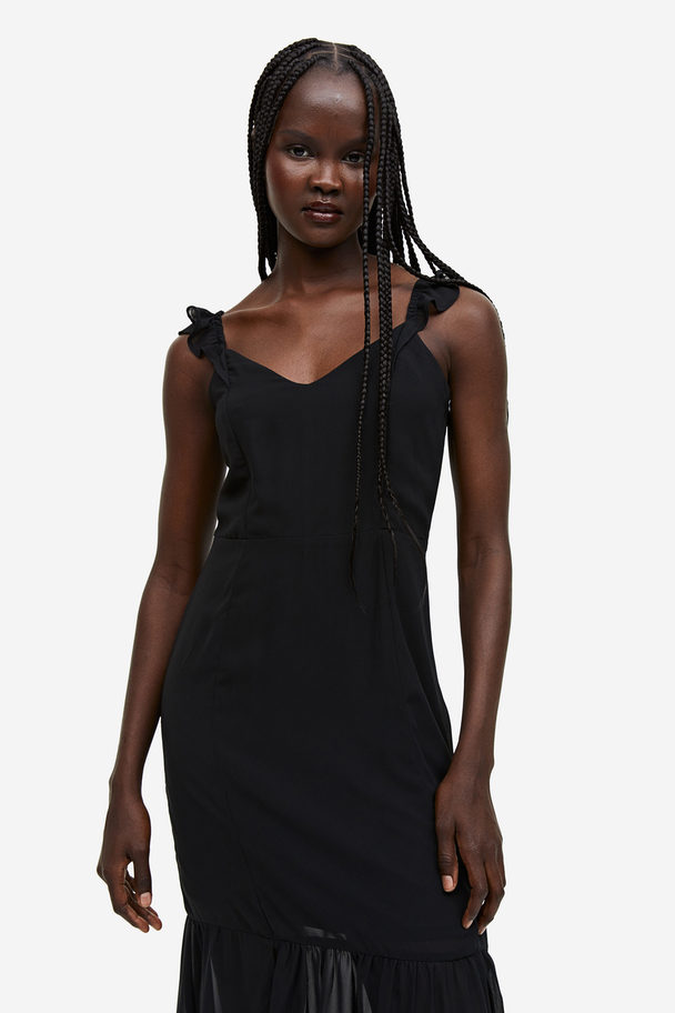 H&M Open-backed Chiffon Dress Black