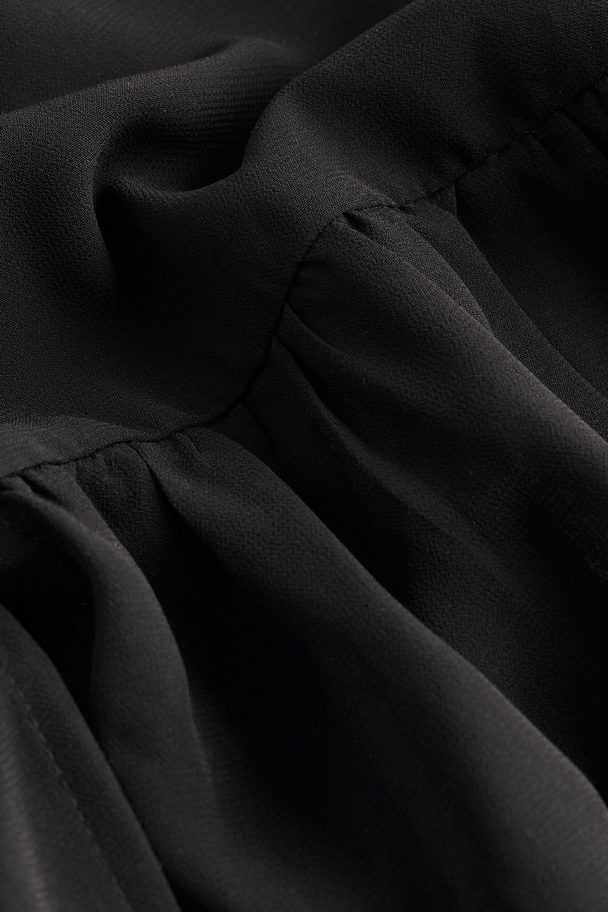 H&M Open-backed Chiffon Dress Black
