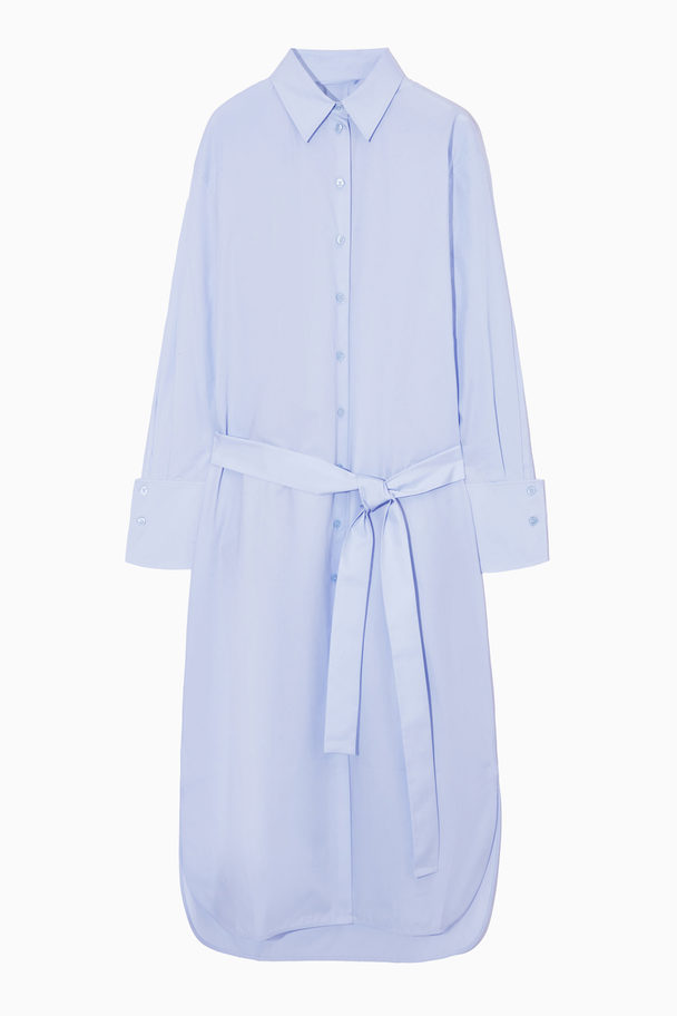 COS Belted Midi Shirt Dress Light Blue