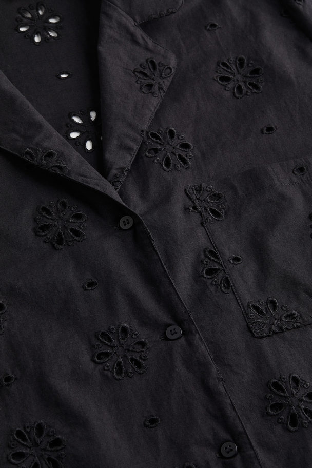 H&M Strandbluse mit Broderie Anglaise Schwarz