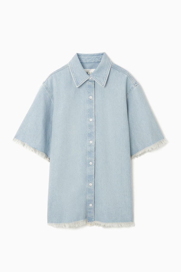 COS Frayed Short-sleeved Denim Shirt Light Blue