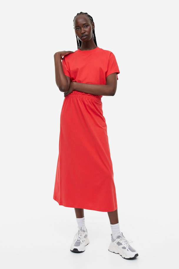 H&M Jerseykleid mit gesmokter Taille Rot