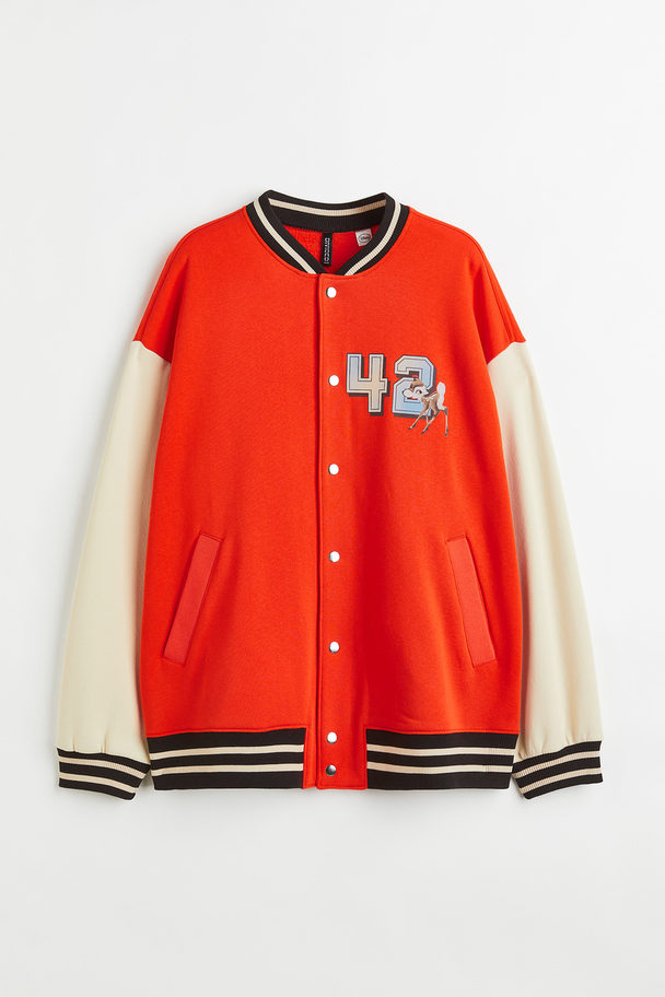 H&M Printed Baseball Jacket Orange/bambi