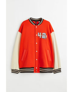 Printed Baseball Jacket Orange/bambi