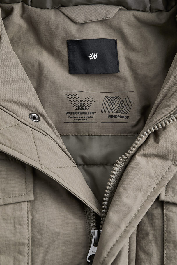 H&M Water-repellent Padded Parka Sage Green