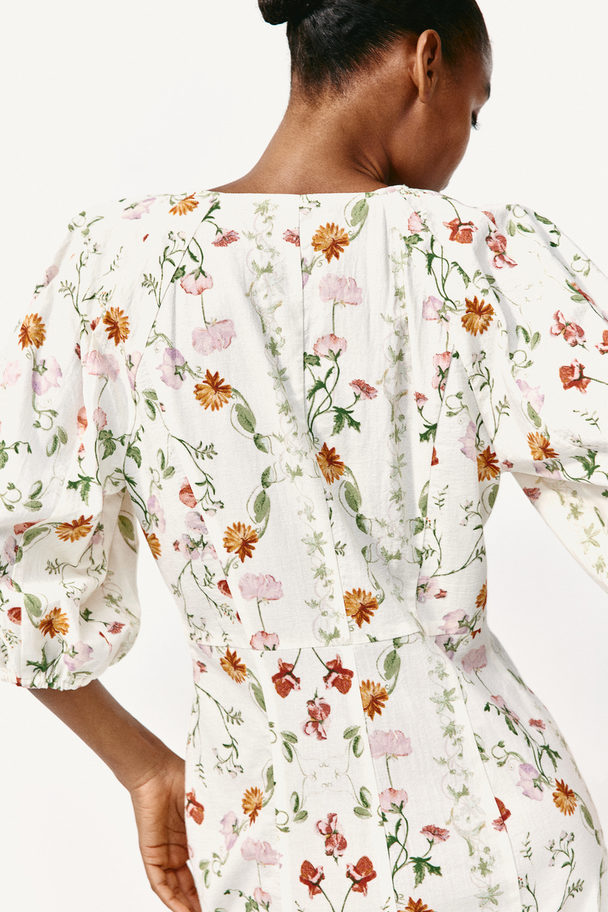 H&M Doorknoopjurk Wit/bloemen