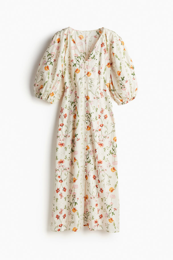 H&M Doorknoopjurk Wit/bloemen