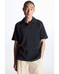 Relaxed-fit Towelling Polo Shirt Dark Navy